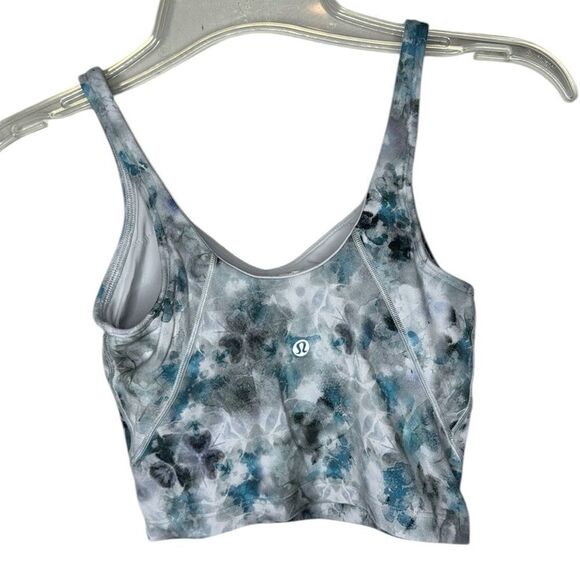 Lululemon V-Neck Kaleidofloral Blue Grey Align Cropped Tank Top. Size 2. - Picture 5 of 8